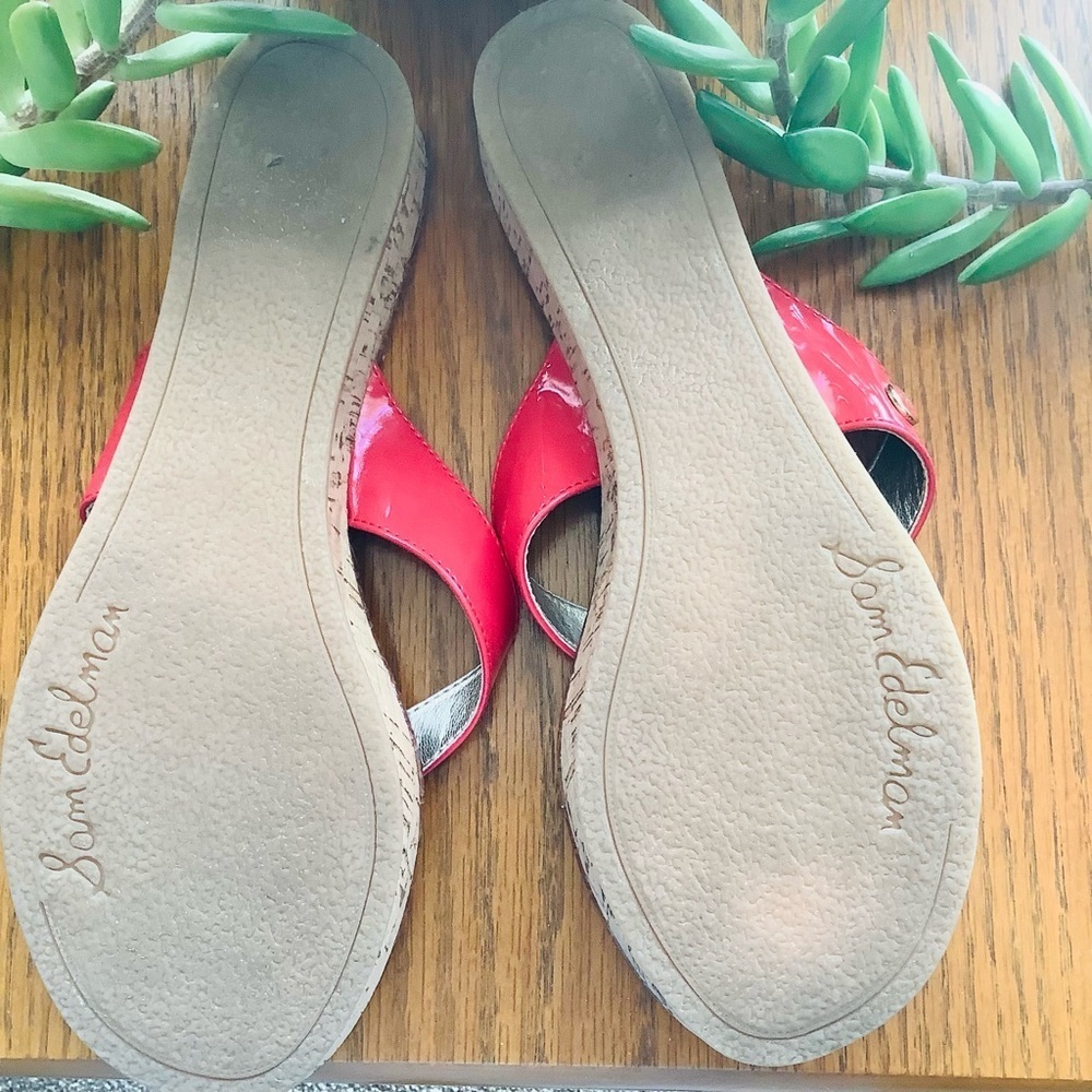 Sam Edelman Tanya Cherry Red Sandal Cork wedge 9.5 - Picture 7 of 7
